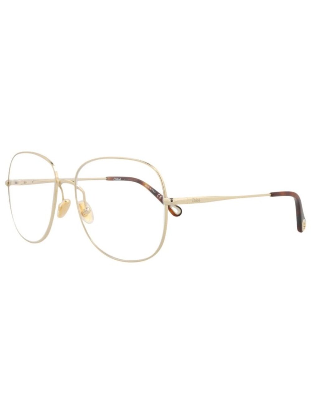 New Chloé Women's Eyeglasses Aviator Metal Frame Gold Gold Transparent
